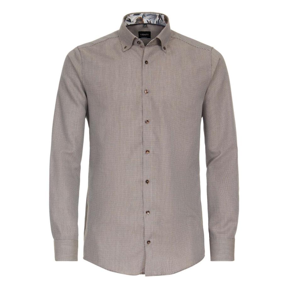 Venti Overhemd bruin, Faux-uni Bruin