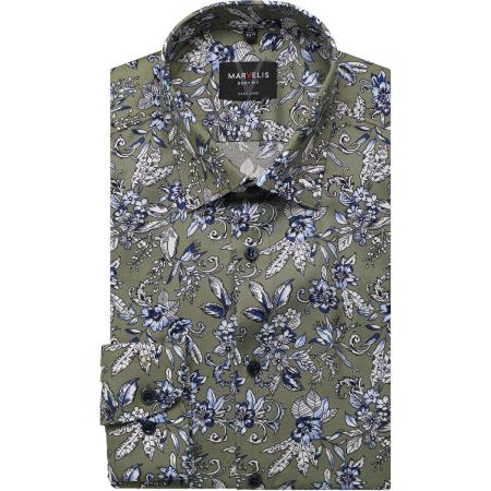 Marvelis Overhemd olijf, Bedrukt