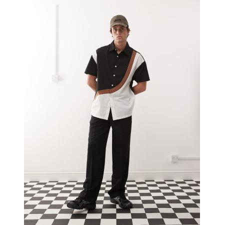 COLLUSION - Gesplitst overhemd met korte mouwen in multi-Zwart