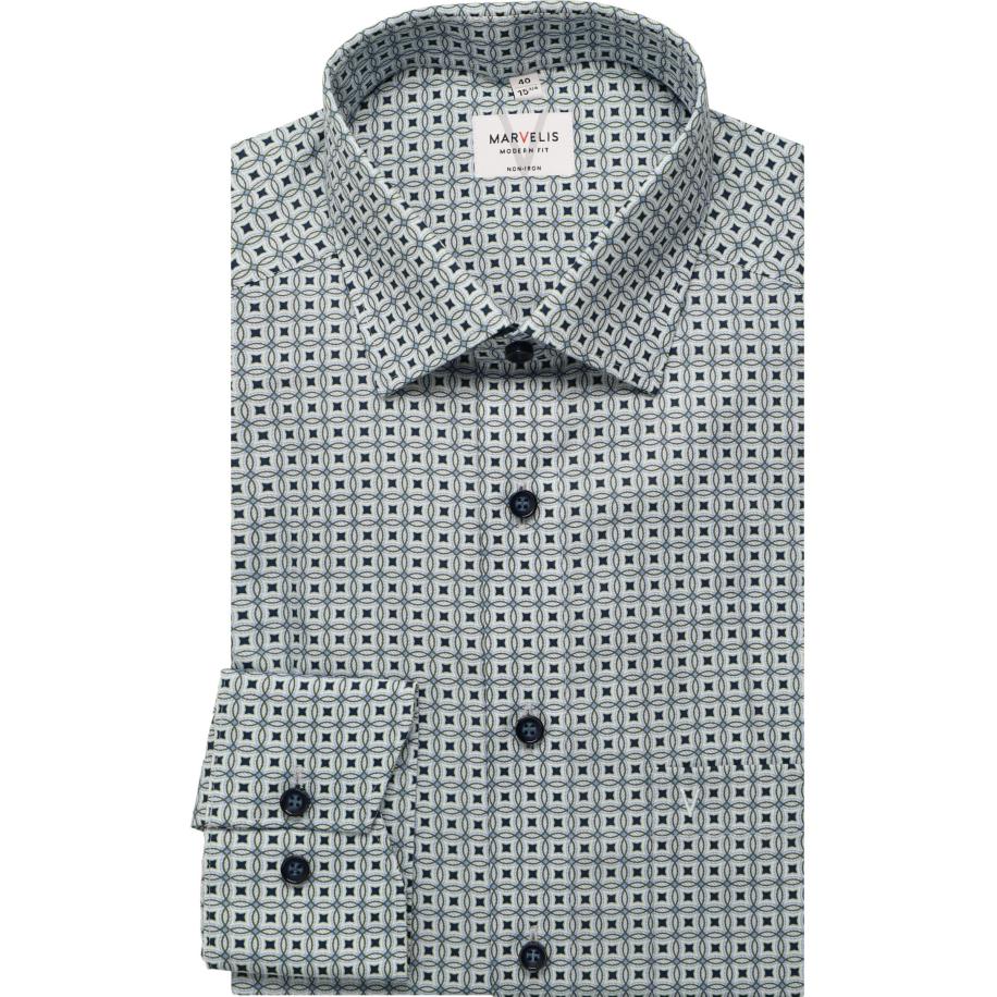 Marvelis Overhemd olijf, Bedrukt Groen