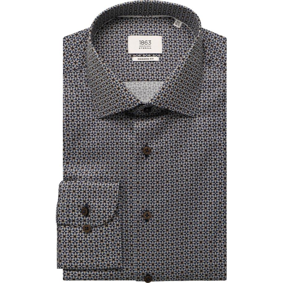 ETERNA 1863 Overhemd marine, Bedrukt Blauw
