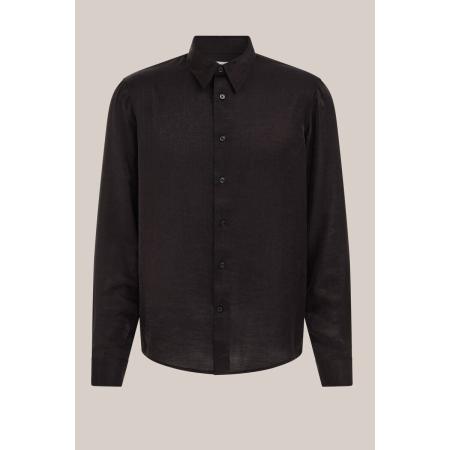 WE Fashion Heren regular fit overhemd met glittergaren - Regular fit - Zwart - Viscose - Maat: XS