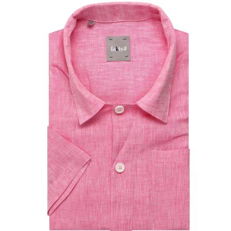 fakts Linnen Overhemd roze, Effen