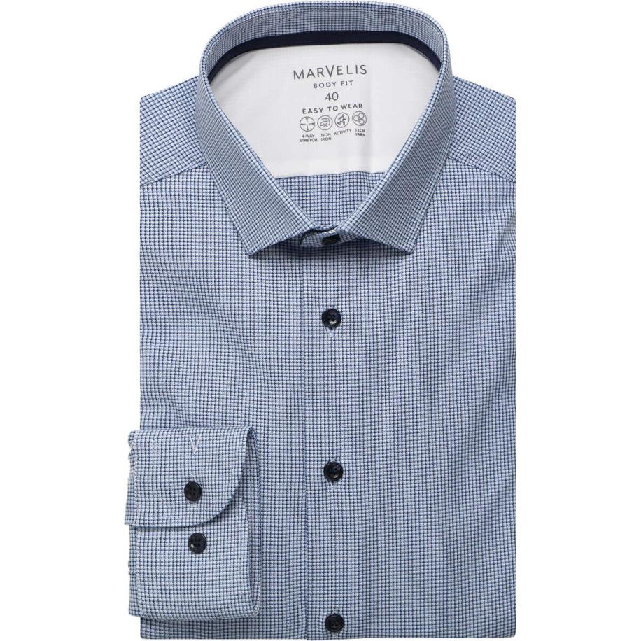 Marvelis Performance Overhemd marine/wit, Ruit Multicolor