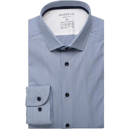 Marvelis Performance Overhemd marine/wit, Ruit