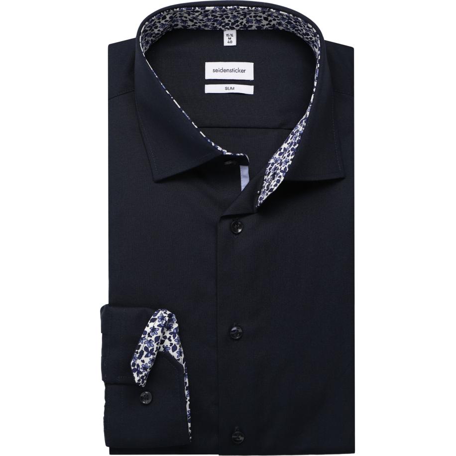 Seidensticker Overhemd donkerblauw, Effen Blauw