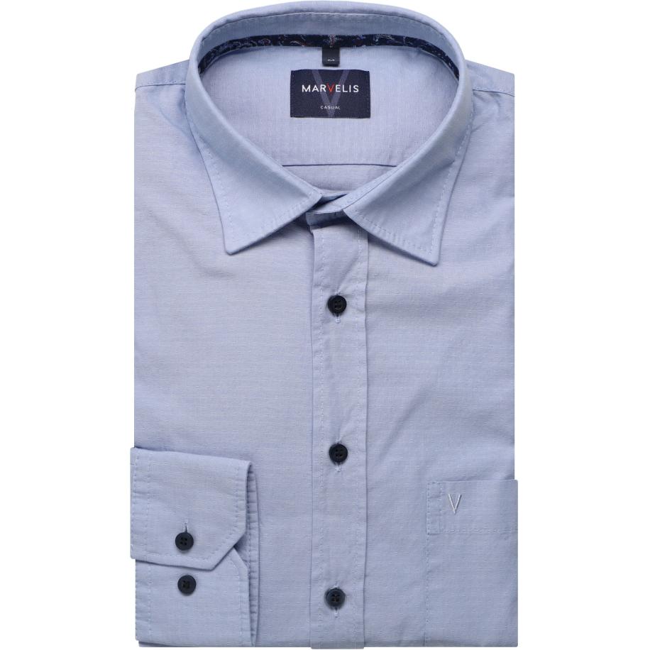 Marvelis Casual Overhemd blauw, Faux-uni Blauw