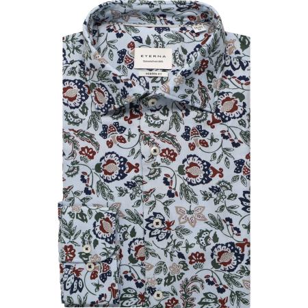 ETERNA Overhemd middenblauw, Bedrukt