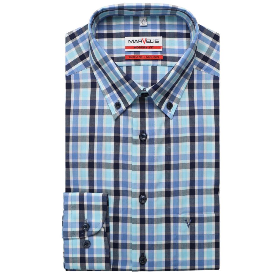 Marvelis Overhemd blauw, Ruit Blauw