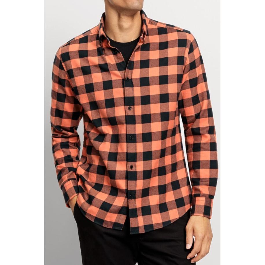 OLYMP Casual Overhemd baksteenrood, Ruit Rood
