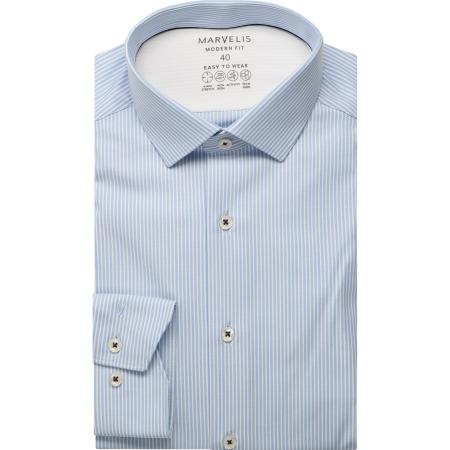 Marvelis Performance Overhemd blauw, Gestreept