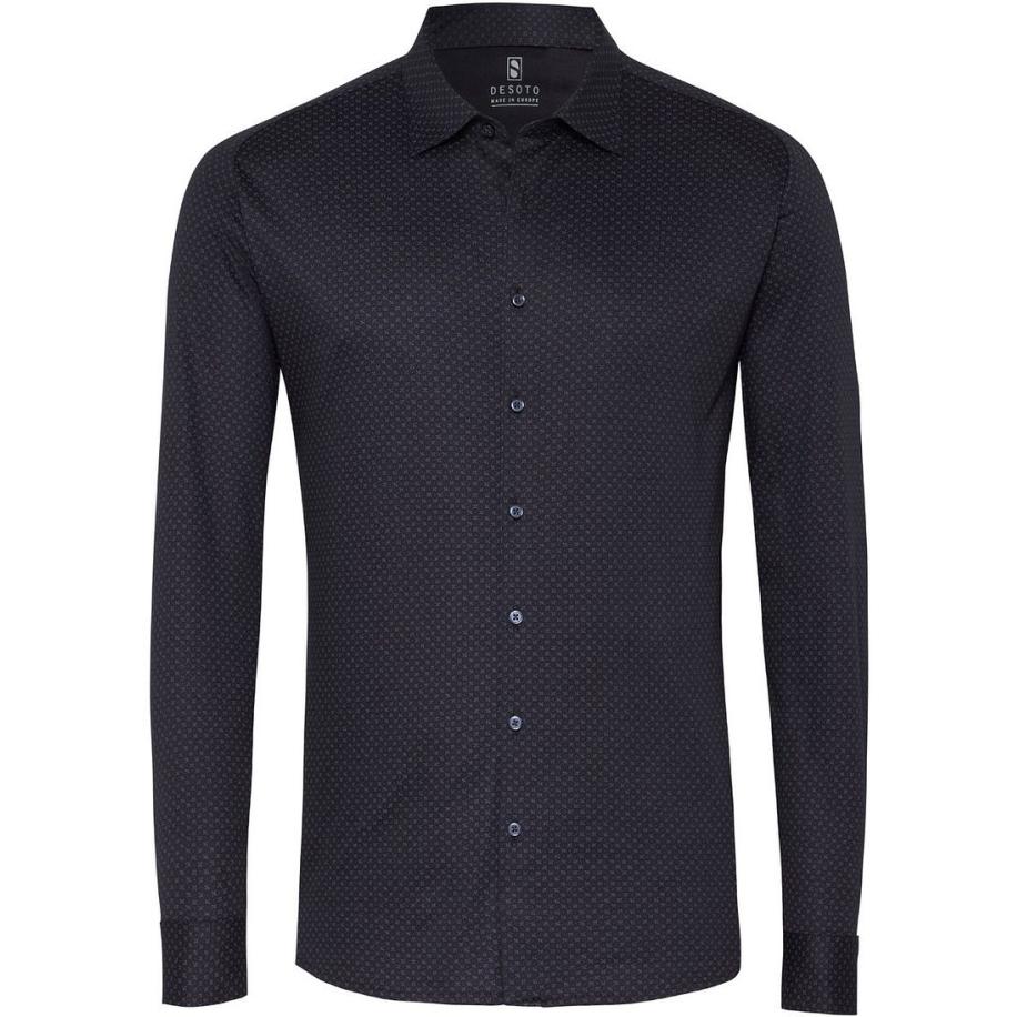 Desoto Overhemd Print Wings Navy Blauw