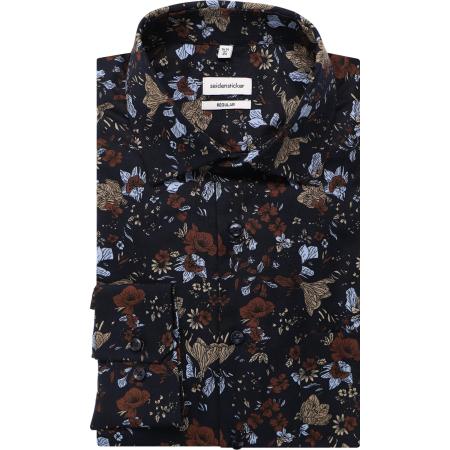 Seidensticker Overhemd marine, Bedrukt