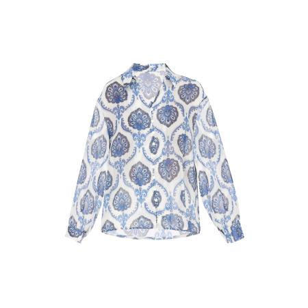 Gaya Gaya Blouse royal blue/koningsblauw / donkergrijs / wit