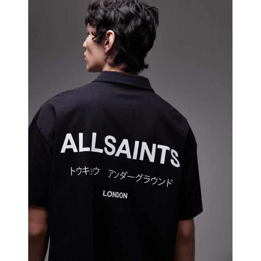 AllSaints - Underground - Polo met korte mouwen in zwart Zwart