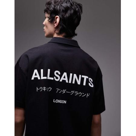 AllSaints - Underground - Polo met korte mouwen in zwart