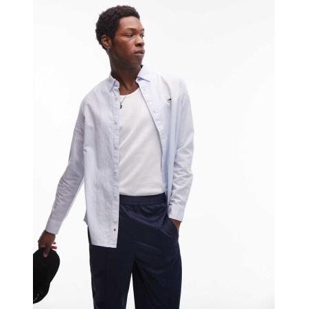 Tommy Jeans - Overhemd van linnenmix met normale pasvorm in blauw