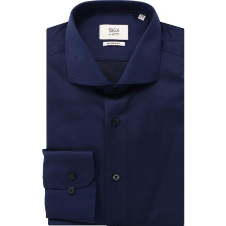 ETERNA 1863 Overhemd blauw, Gestructureerd