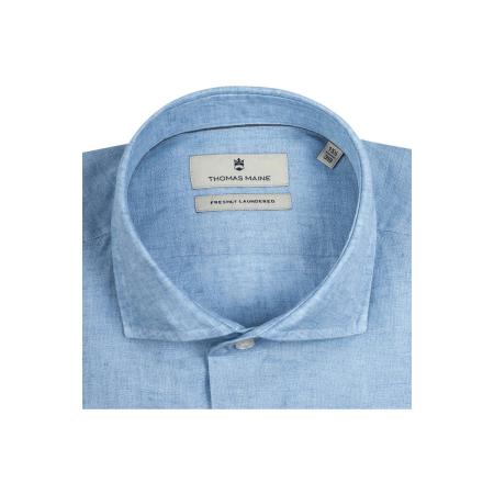 Thomas Maine Linnen Overhemd lichtblauw, Effen