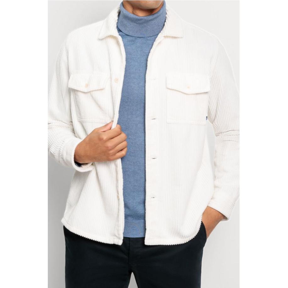 OLYMP Casual Overshirt wit, Effen Wit