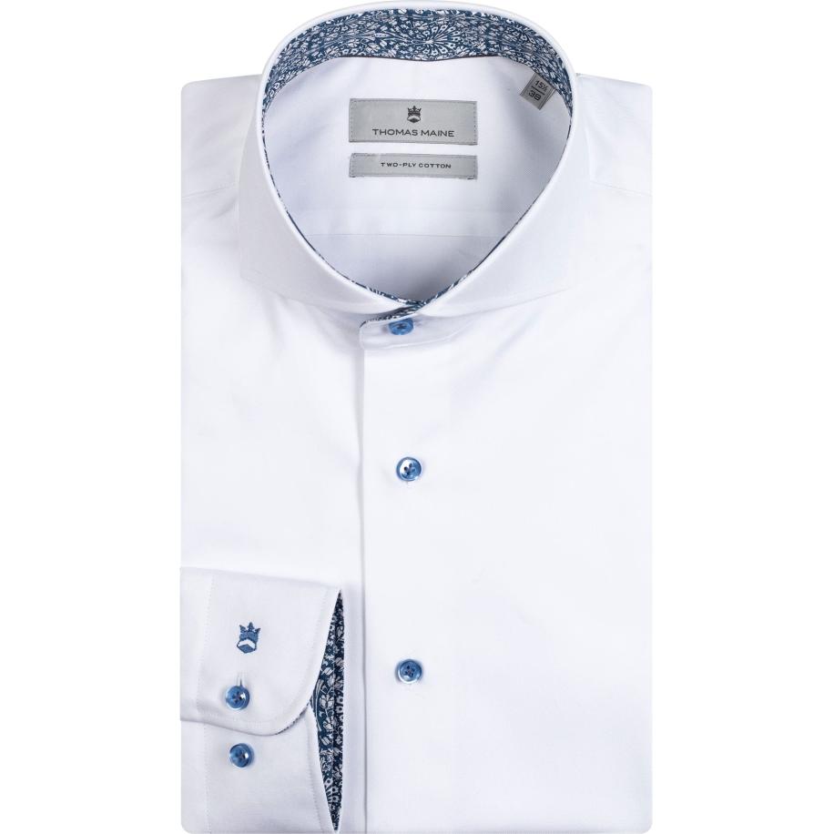 Thomas Maine Overhemd wit, Effen Wit