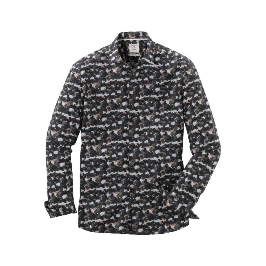 OLYMP Level Five Smart Casual Overhemd groen, Motief Groen