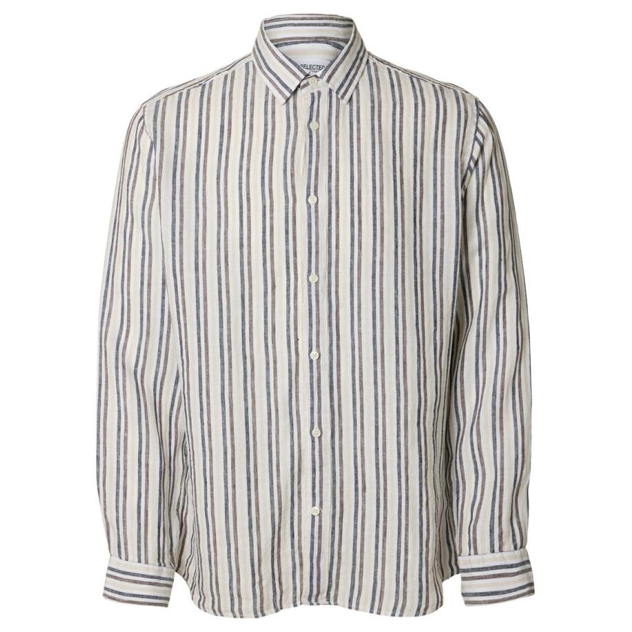 Selected SELECTED Overhemd sand / nachtblauw / antraciet / wit -