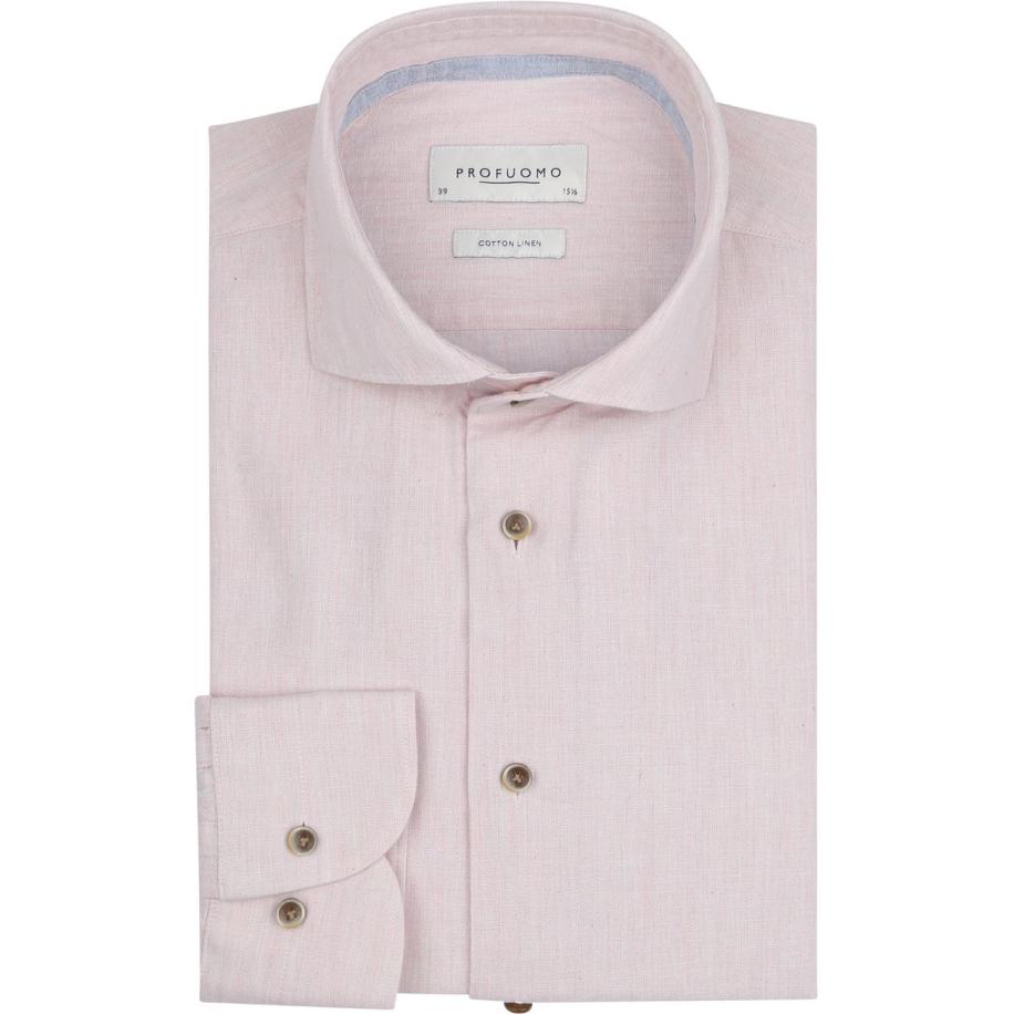 Profuomo Overhemd Linnen Roze Roze