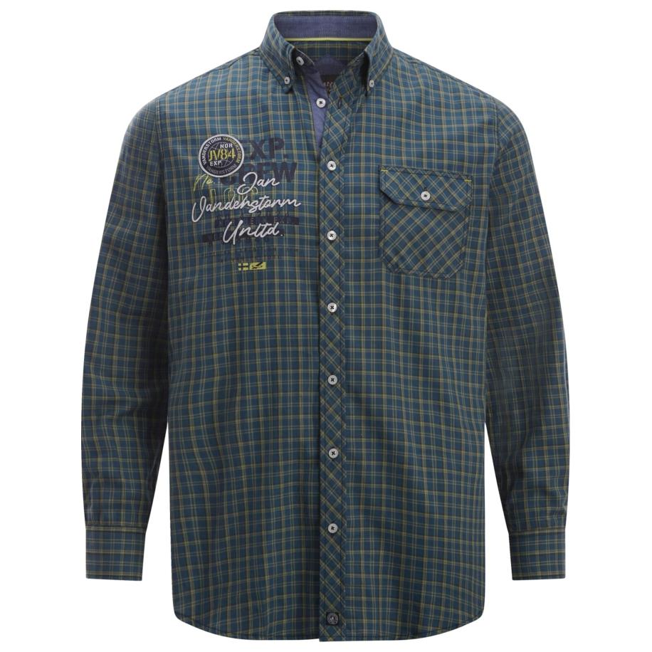 jan vanderstorm Jan Vanderstorm Overhemd Pertavin navy / donkerblauw / geel / wit -