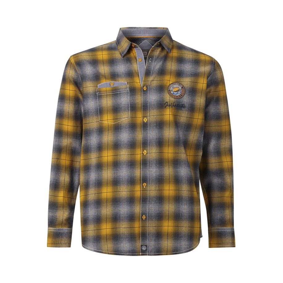 Jan Vanderstorm Overhemd donkergeel, Ruit Geel
