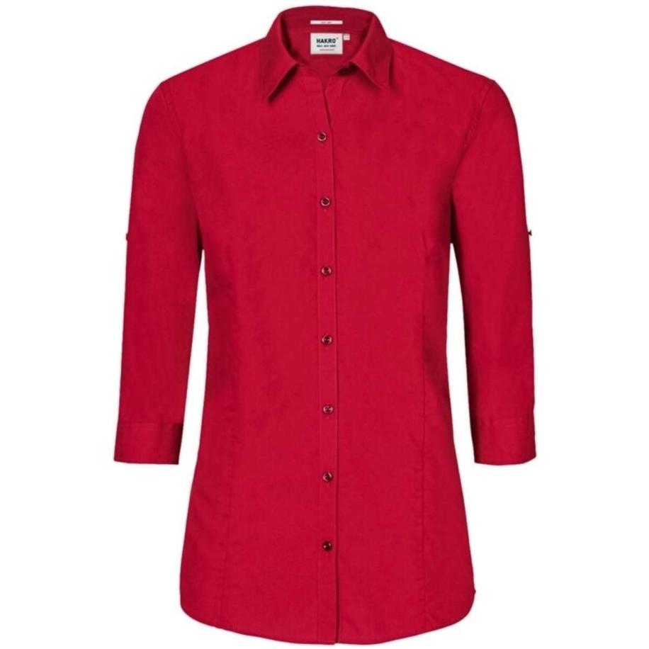 HAKRO Dames Overhemd rood, Effen Rood