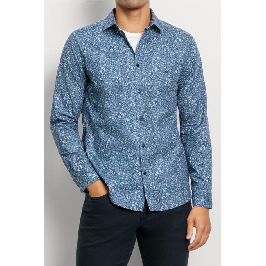 OLYMP Casual Overhemd marine, Bedrukt Blauw