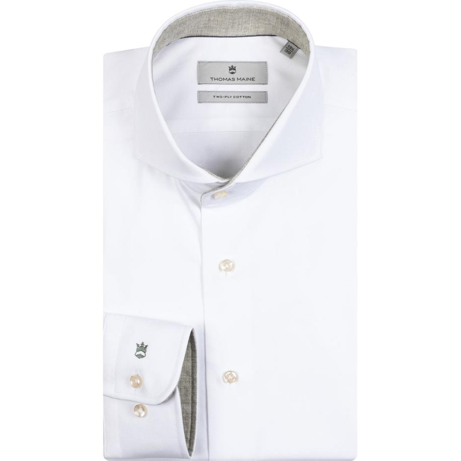 Thomas Maine Overhemd wit, Effen Wit