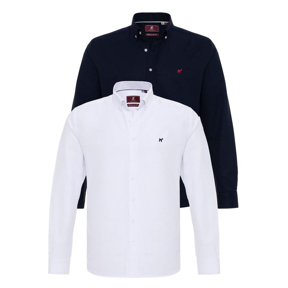 Williot Williot Overhemd navy / wit -