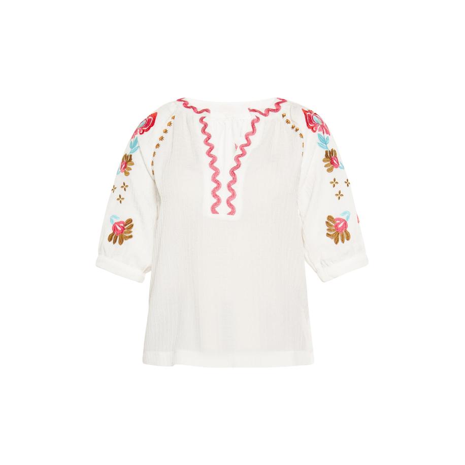 Gaya Gaya Blouse Festival lichtblauw / rood / wit -
