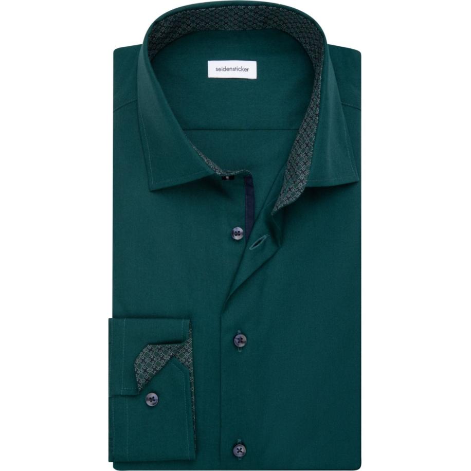 Seidensticker Overhemd donkergroen, Effen Groen