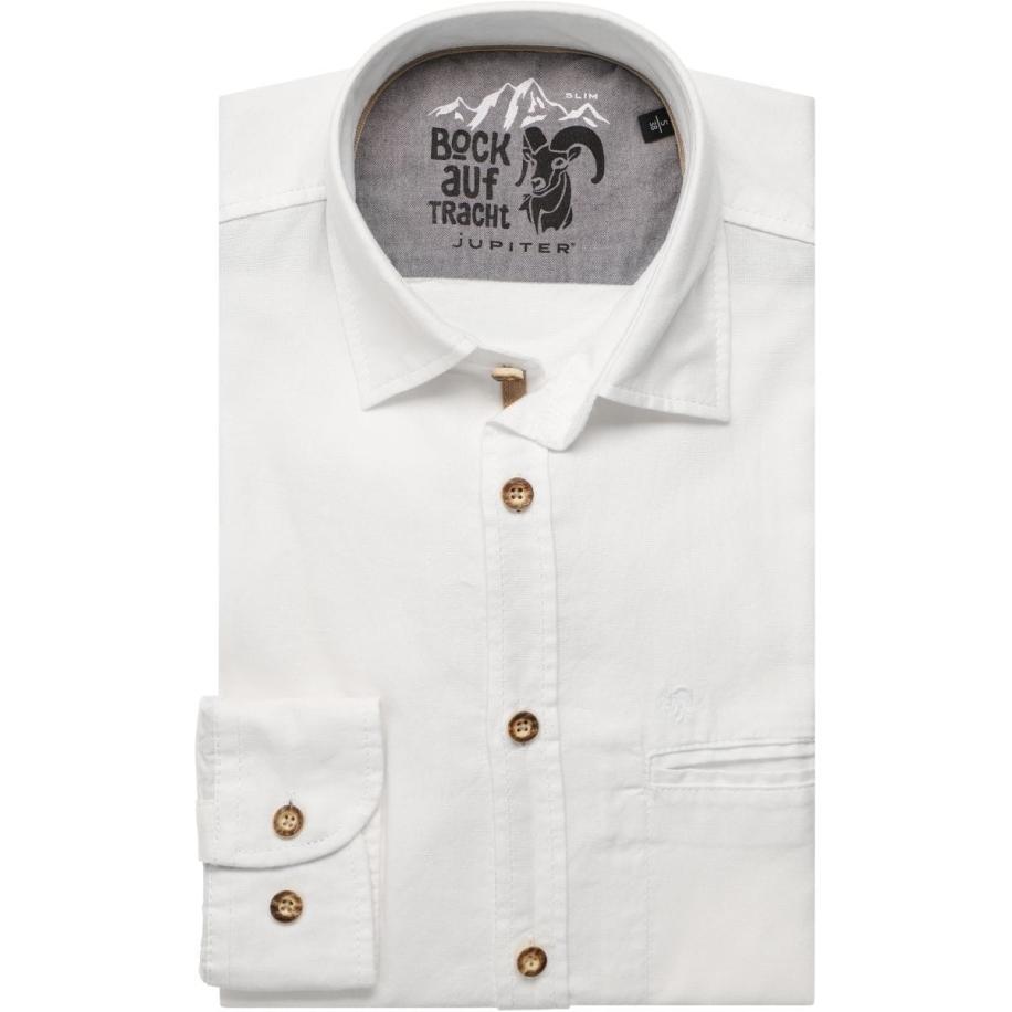 Jupiter Traditioneel overhemd wit, Effen Wit