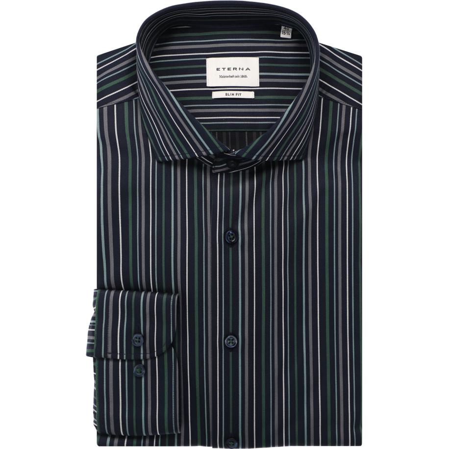 ETERNA Overhemd marine, Gestreept Blauw