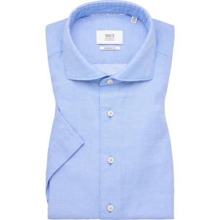 ETERNA 1863 Linnen Overhemd blauw, Effen