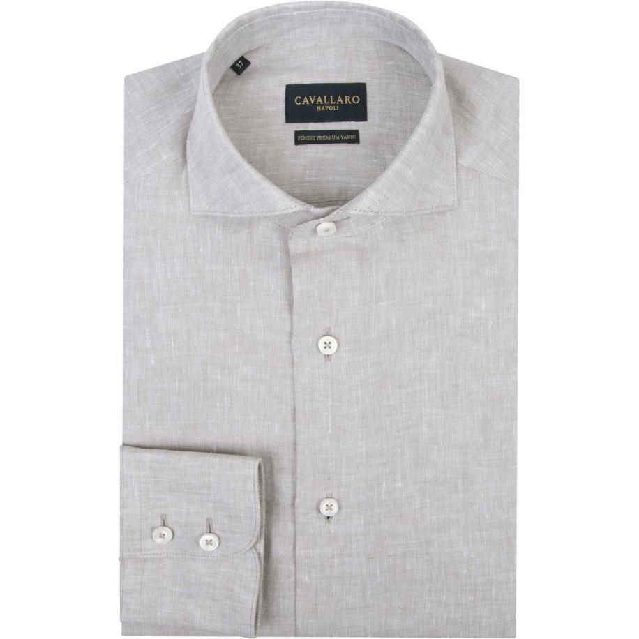 Cavallaro Firento Overhemd Linnen Greige Bruin