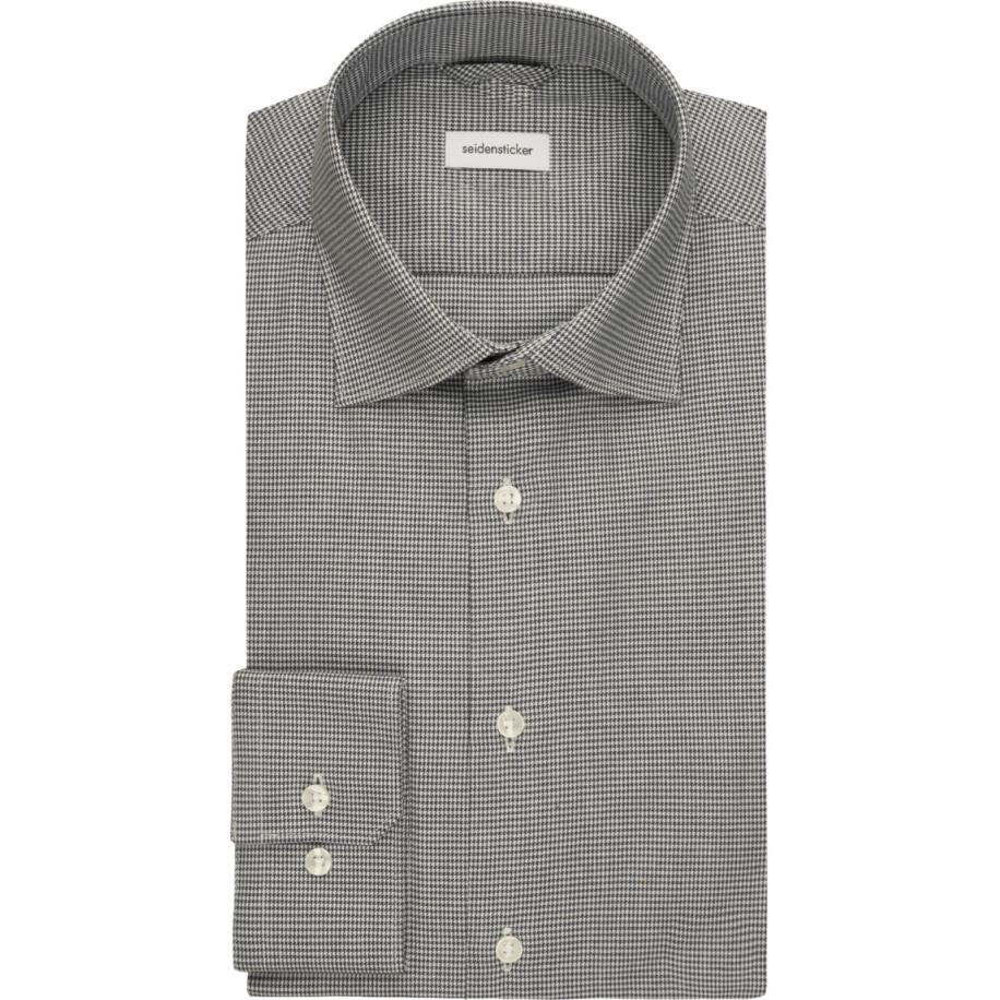 Seidensticker Flanellen Overhemd blauw, Pied De Poule Blauw