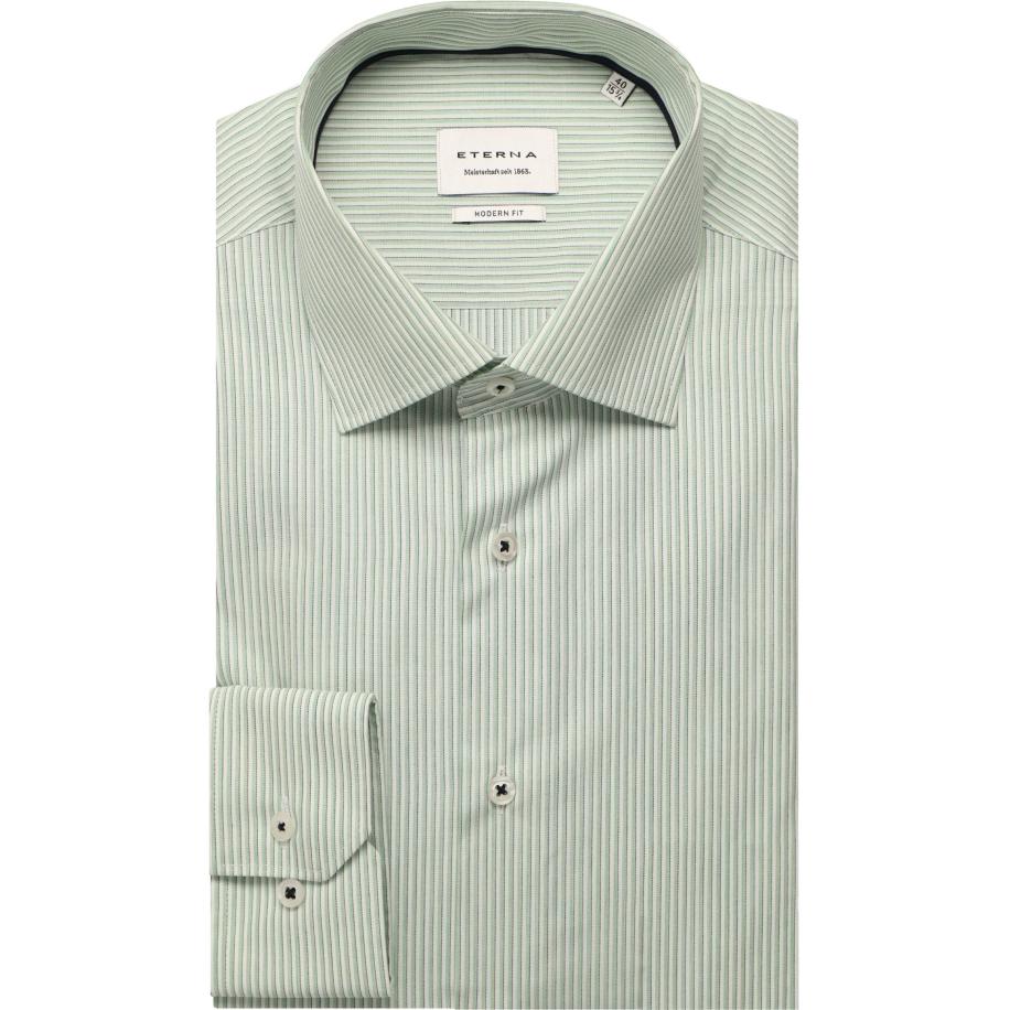 ETERNA Overhemd lichtgroen, Gestreept Groen