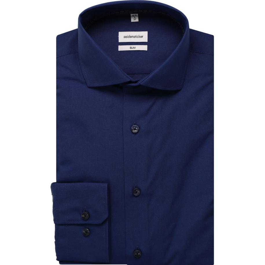 Seidensticker Overhemd blauw, Effen Blauw