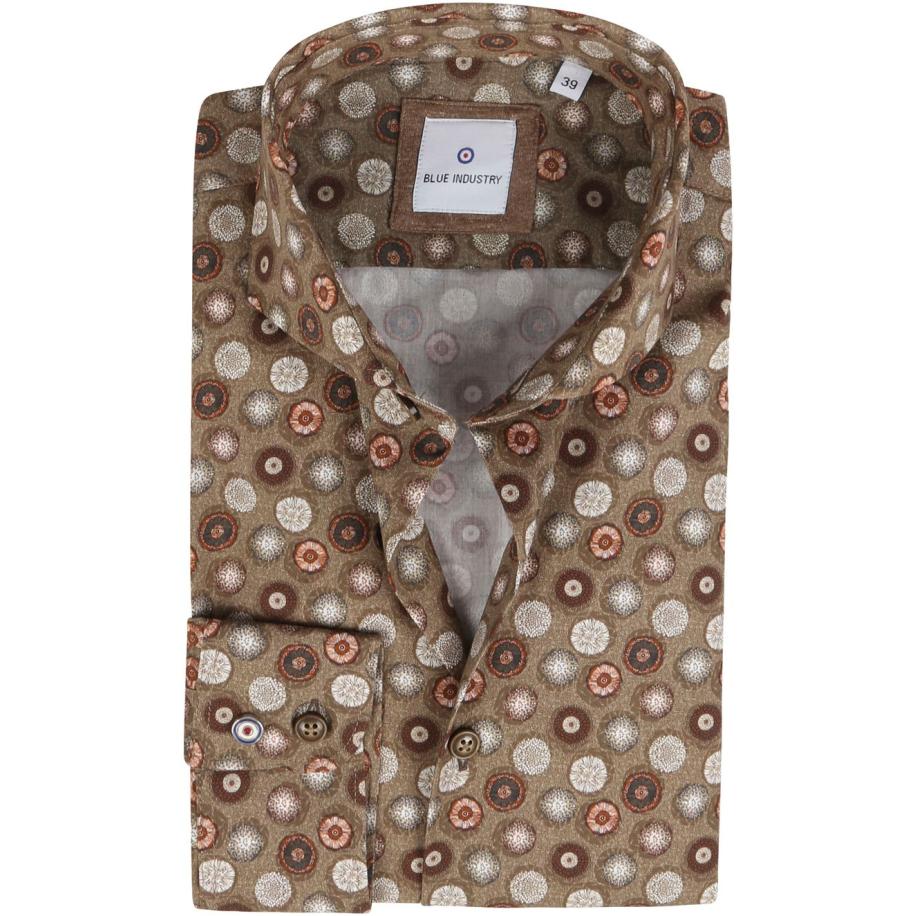 Blue Industry Overhemd Print Camel Bruin Bruin