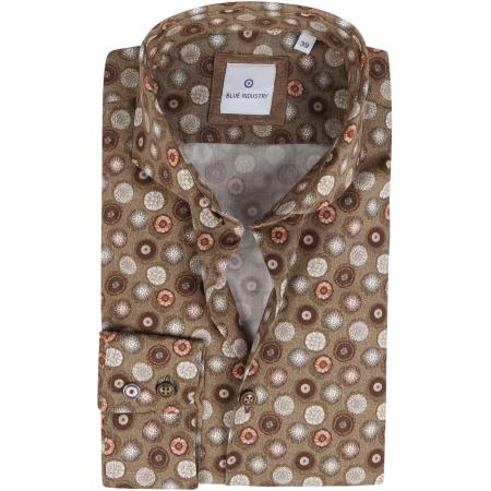 Blue Industry Overhemd Print Camel Bruin