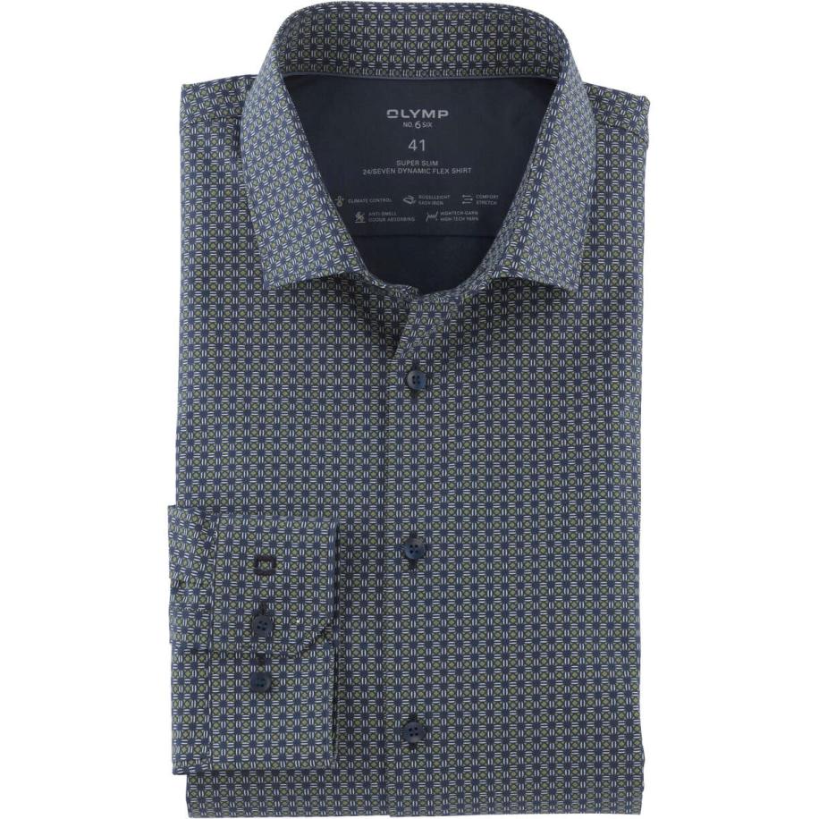 OLYMP No. Six 24/Seven Overhemd blauw, Motief Blauw