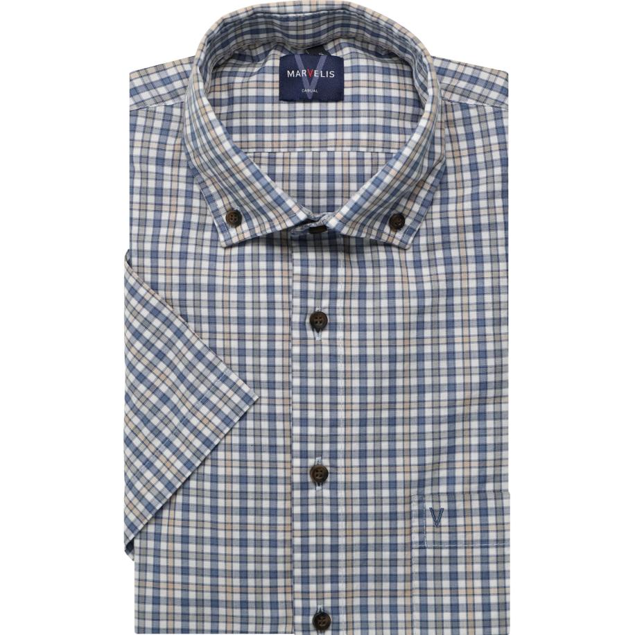 Marvelis Casual Overhemd Korte mouw rook blauw Blauw
