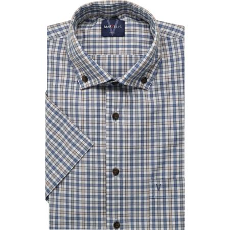 Marvelis Casual Overhemd Korte mouw rook blauw