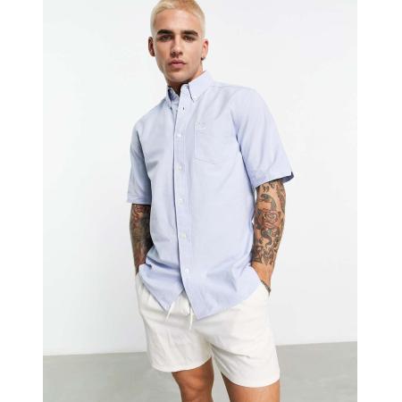 Fred Perry - Oxford overhemd met korte mouwen in lichtblauw