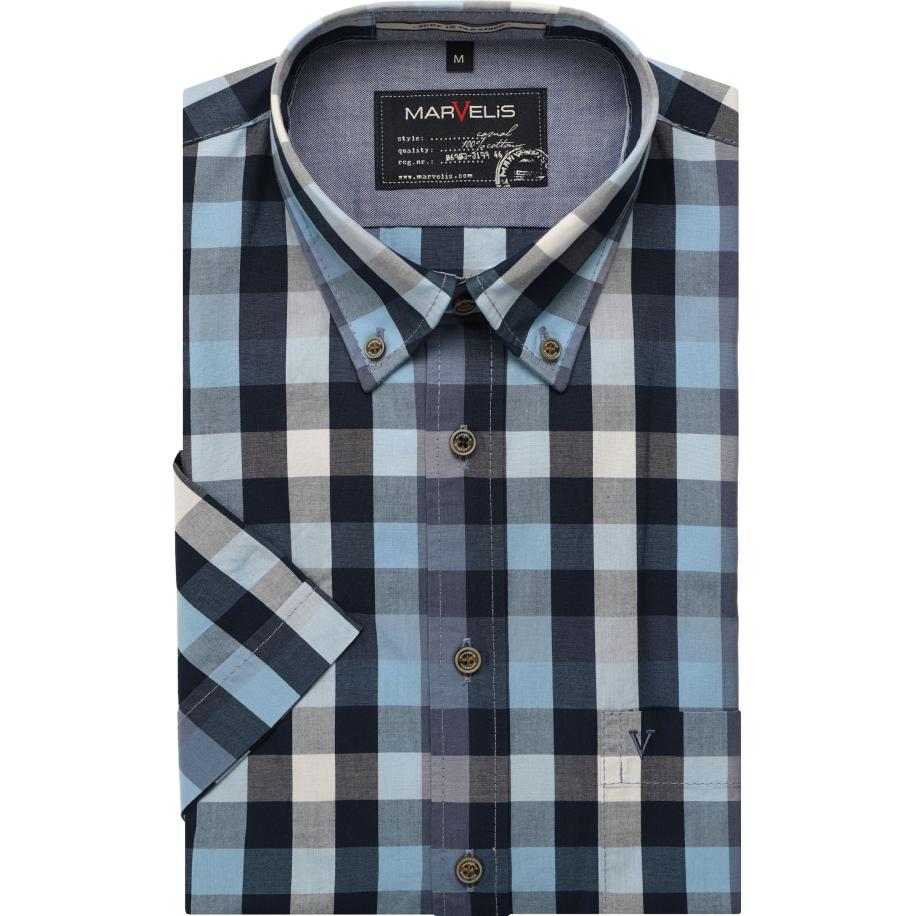Marvelis Casual Overhemd Korte mouw indigo Blauw